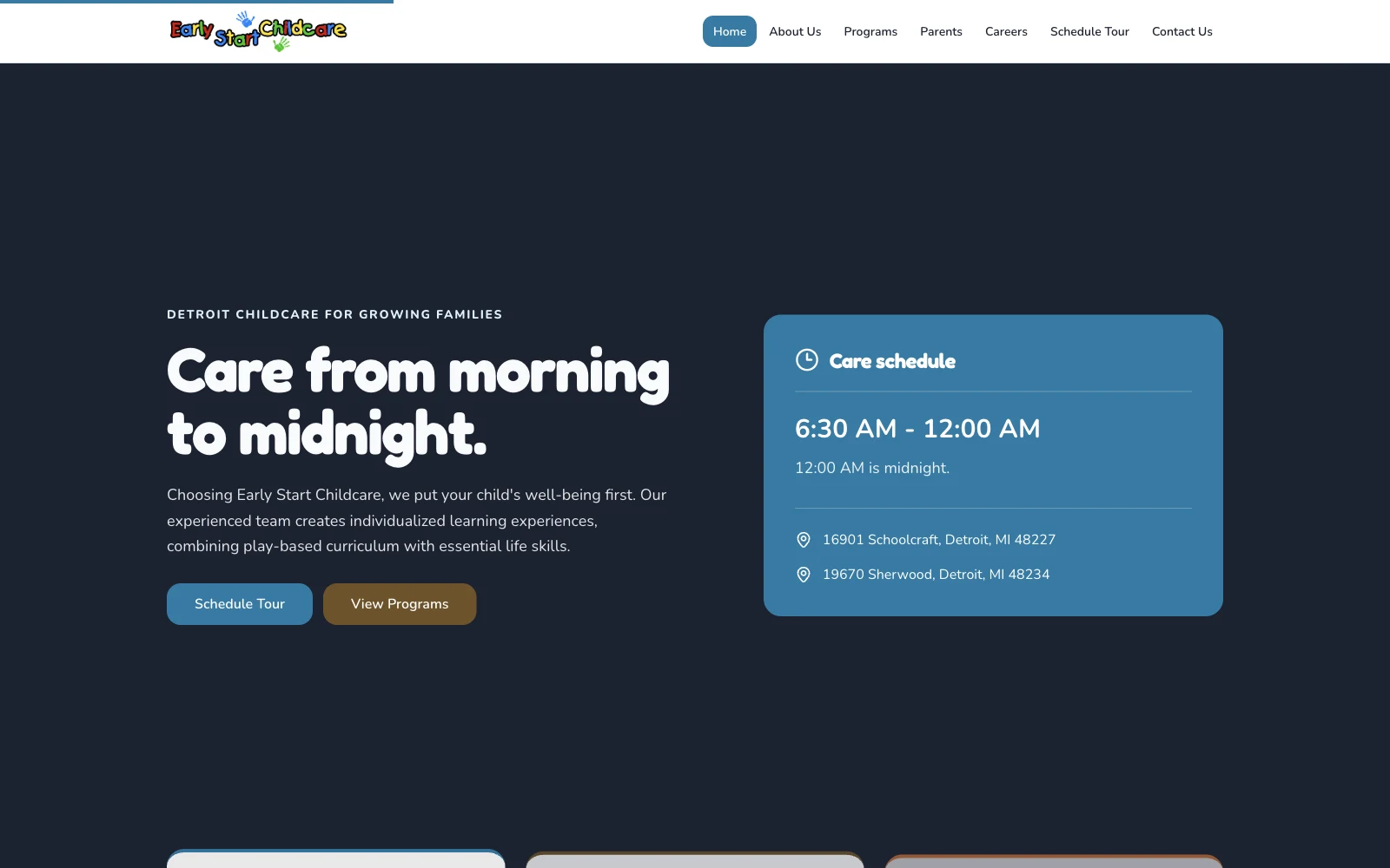 Early Start Childcare interface